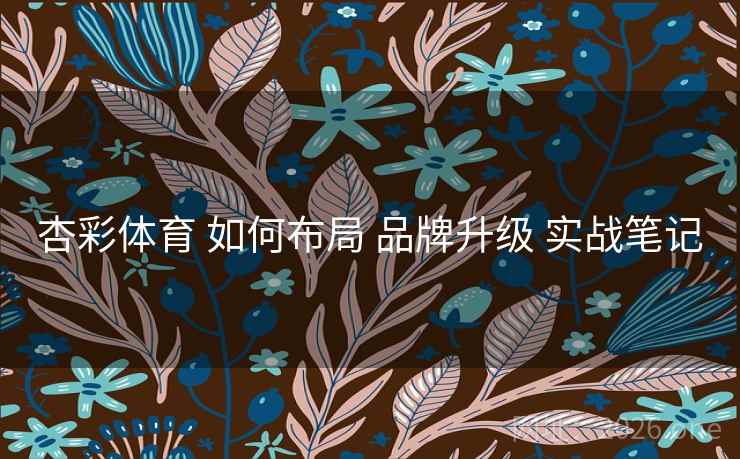 杏彩体育 如何布局 品牌升级 实战笔记